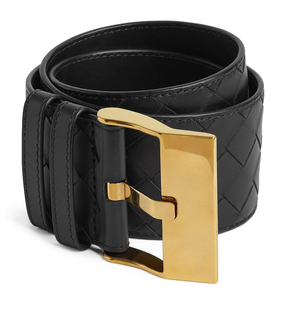 Bottega Veneta Black Large Calfskin Intrecciato Watch Belt