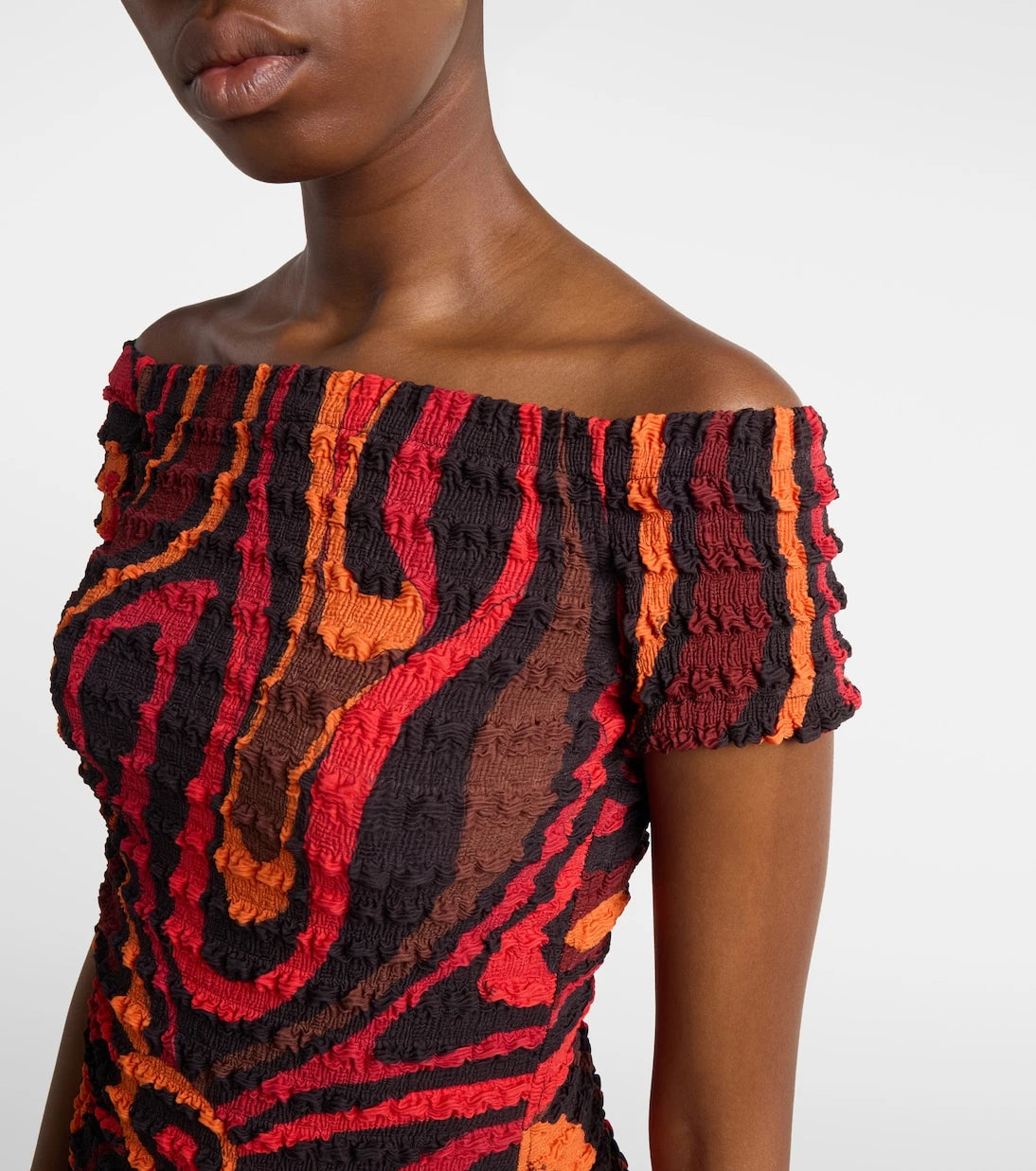 Pucci - Marmo off-shoulder smocked crop top