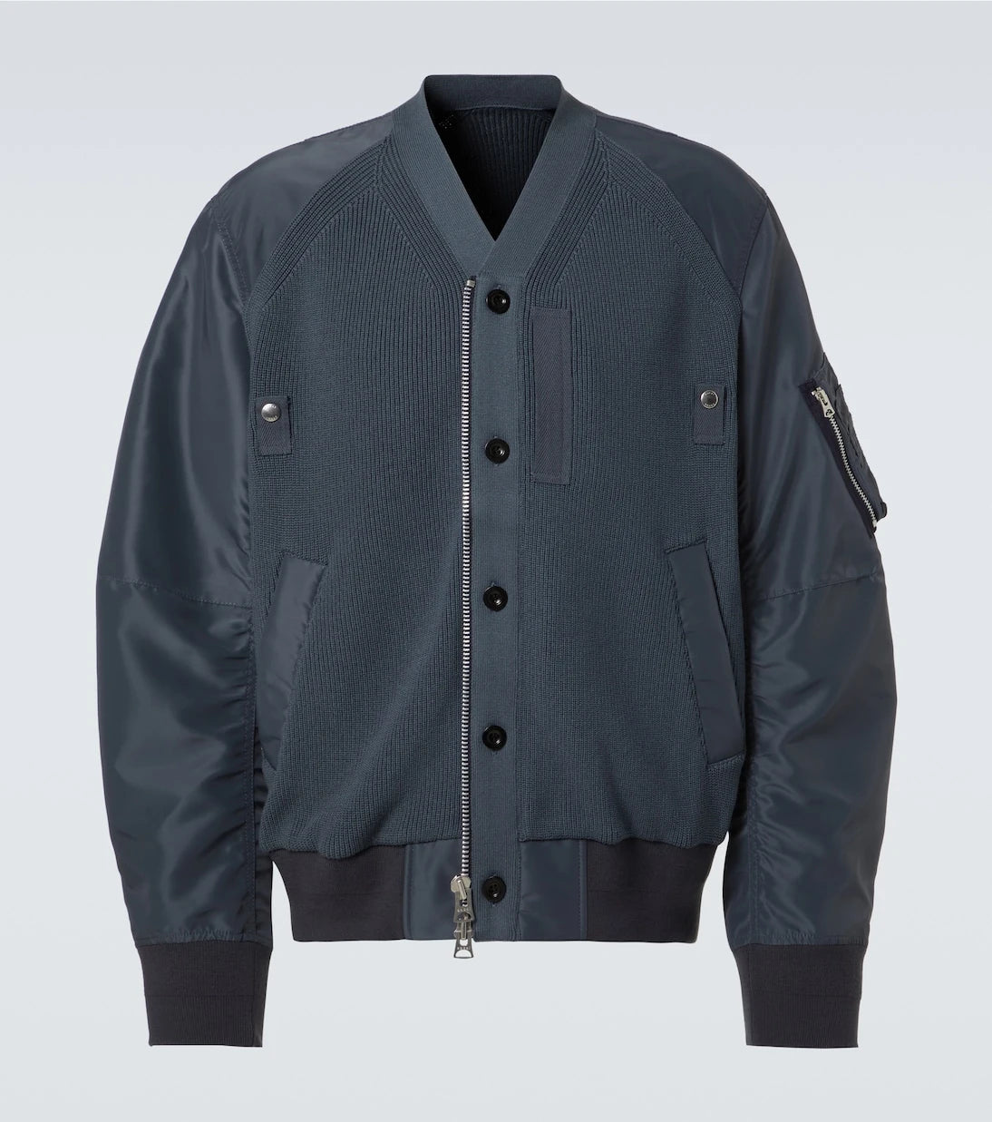 Sacai - Paneled knitted twill blouson
