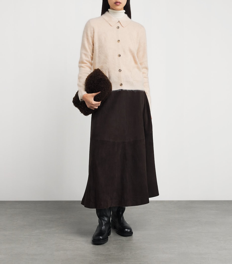 Iris Von Arnim Pink Cashmere Brushed Elyn Cardigan