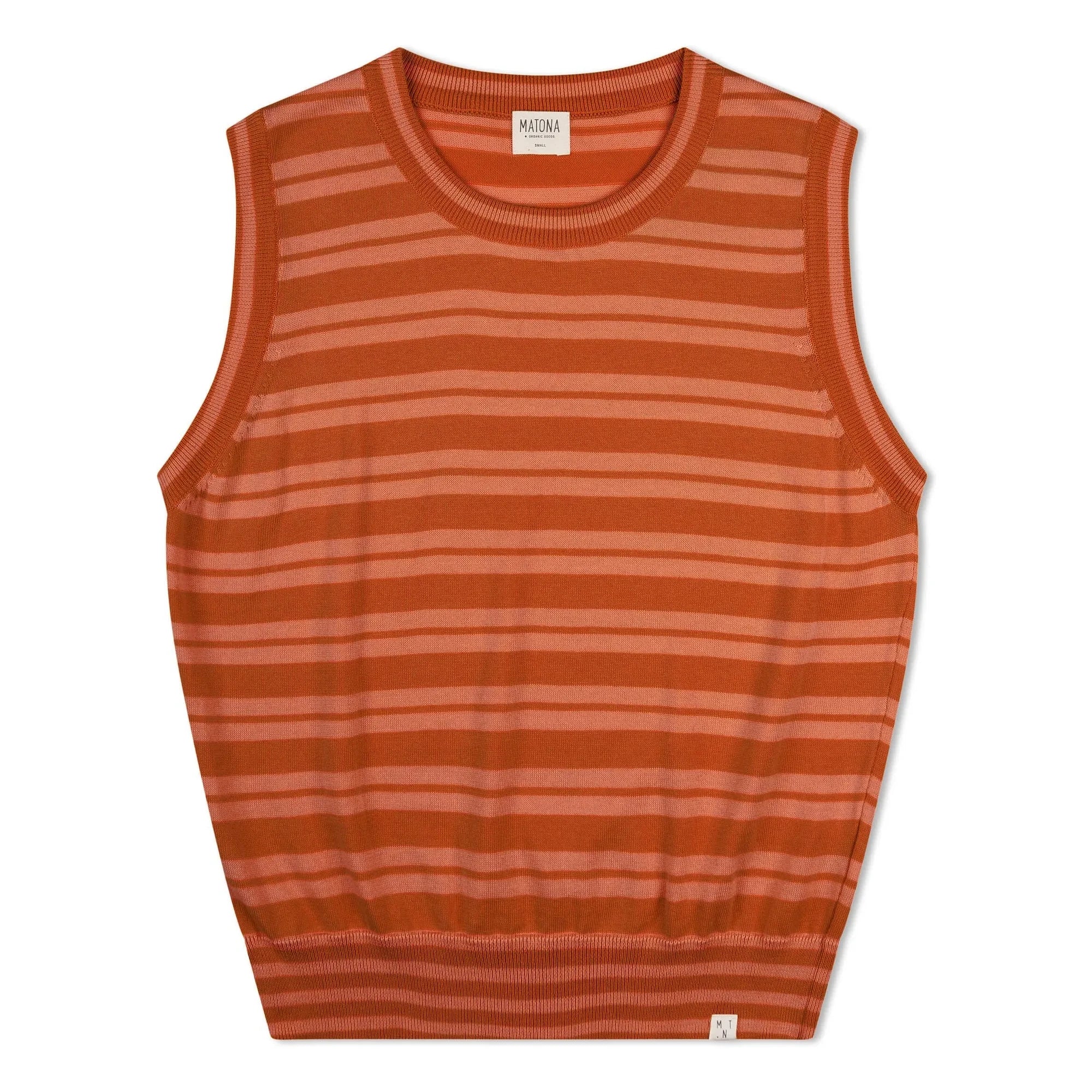 Matona - Organic cotton striped fine knit tank top | Dark red