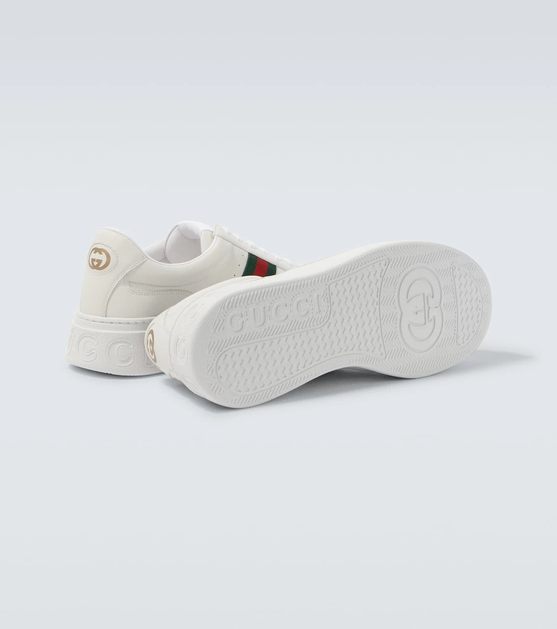 Gucci - Web Stripe leather sneakers