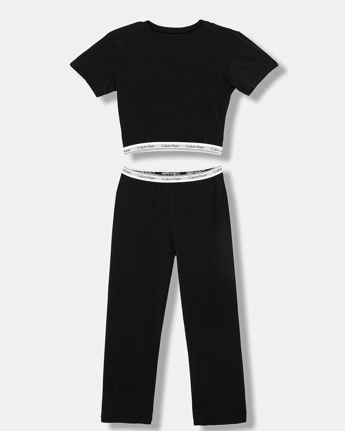 Calvin Klein Underwear çocuklar için pamuk ve elastan iki parçalı pijama