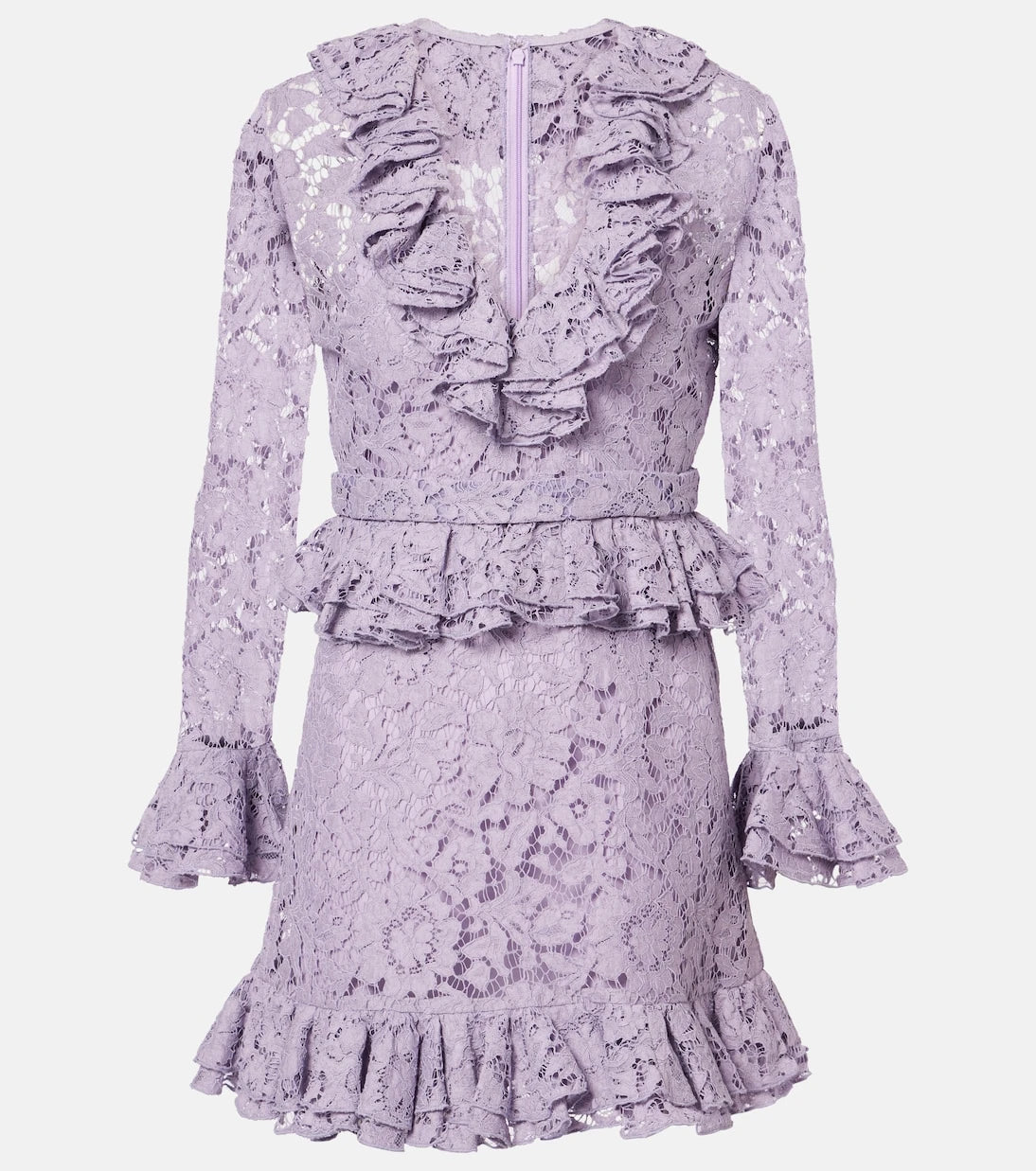 Valentino - Ruffled floral lace minidress