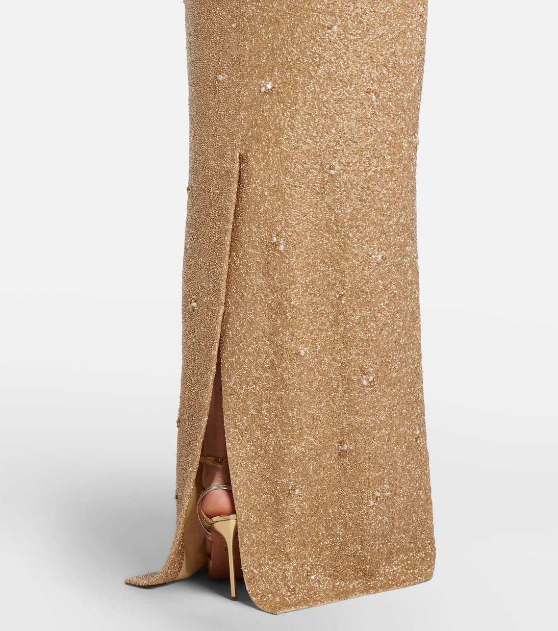 Clio Peppiatt - Mae embellished feather-trimmed gown