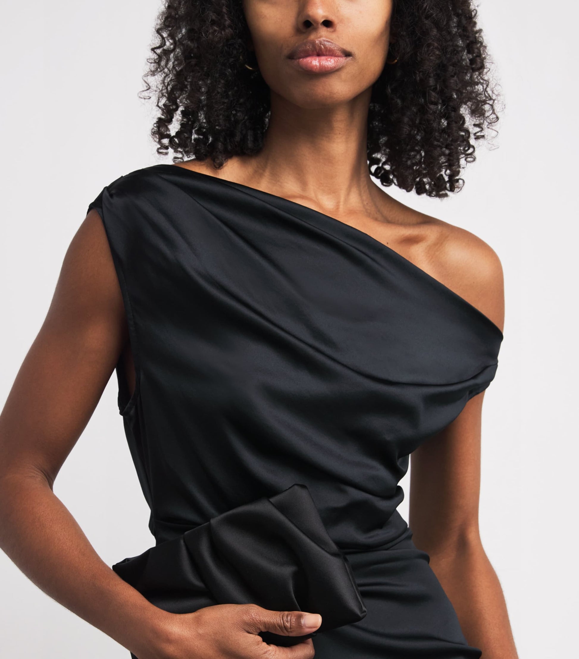 STAUD Black Stretch-Silk Phare Midi Dress