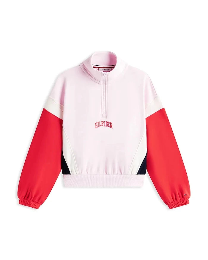 Tommy Hilfiger çocuklar için pamuk ve elastanlı fermuarlı sweatshirt