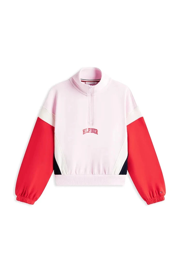 Tommy Hilfiger çocuklar için pamuk ve elastanlı fermuarlı sweatshirt