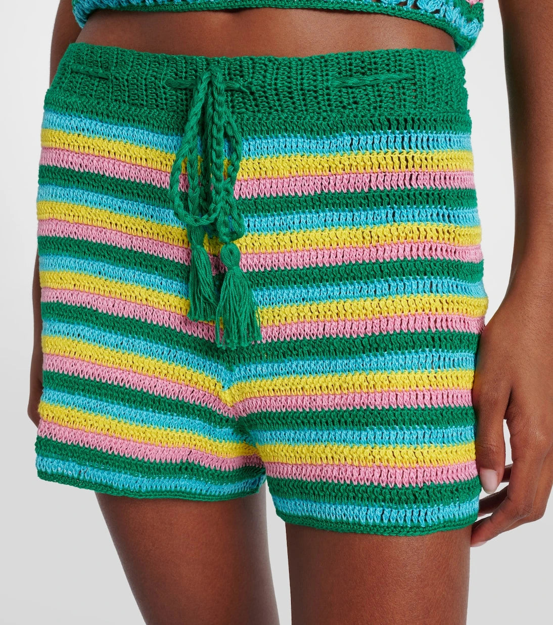 Anna Kosturova - Striped crochet cotton shorts