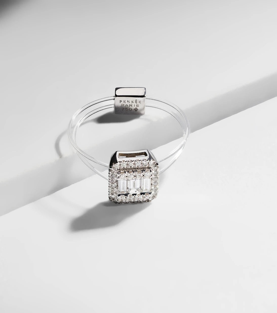 Persée - Floating 18kt white gold ring with diamonds