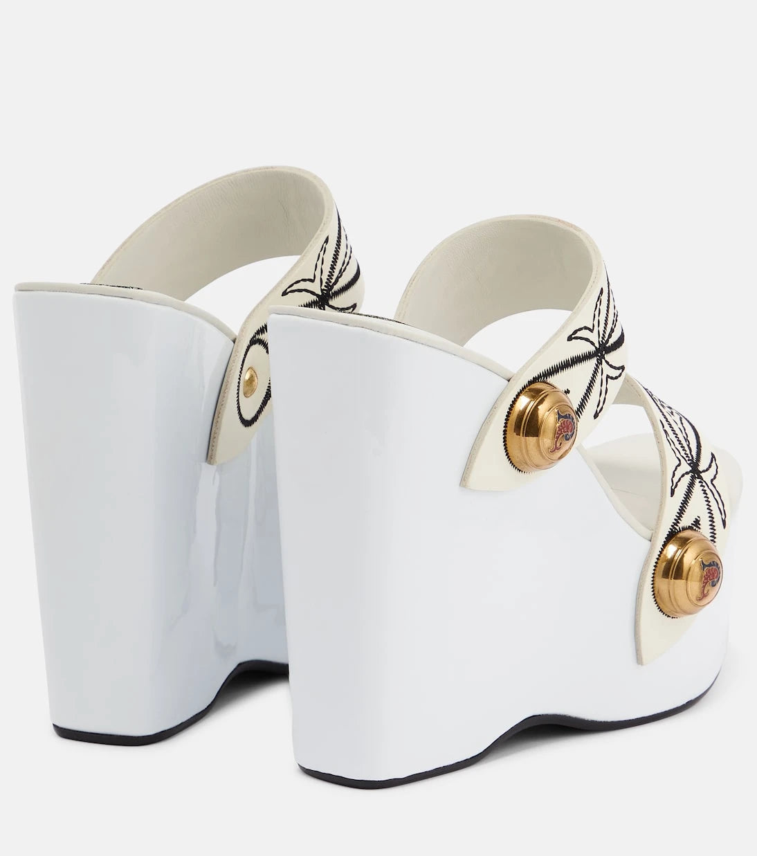 Pucci - Embroidered leather wedge sandals