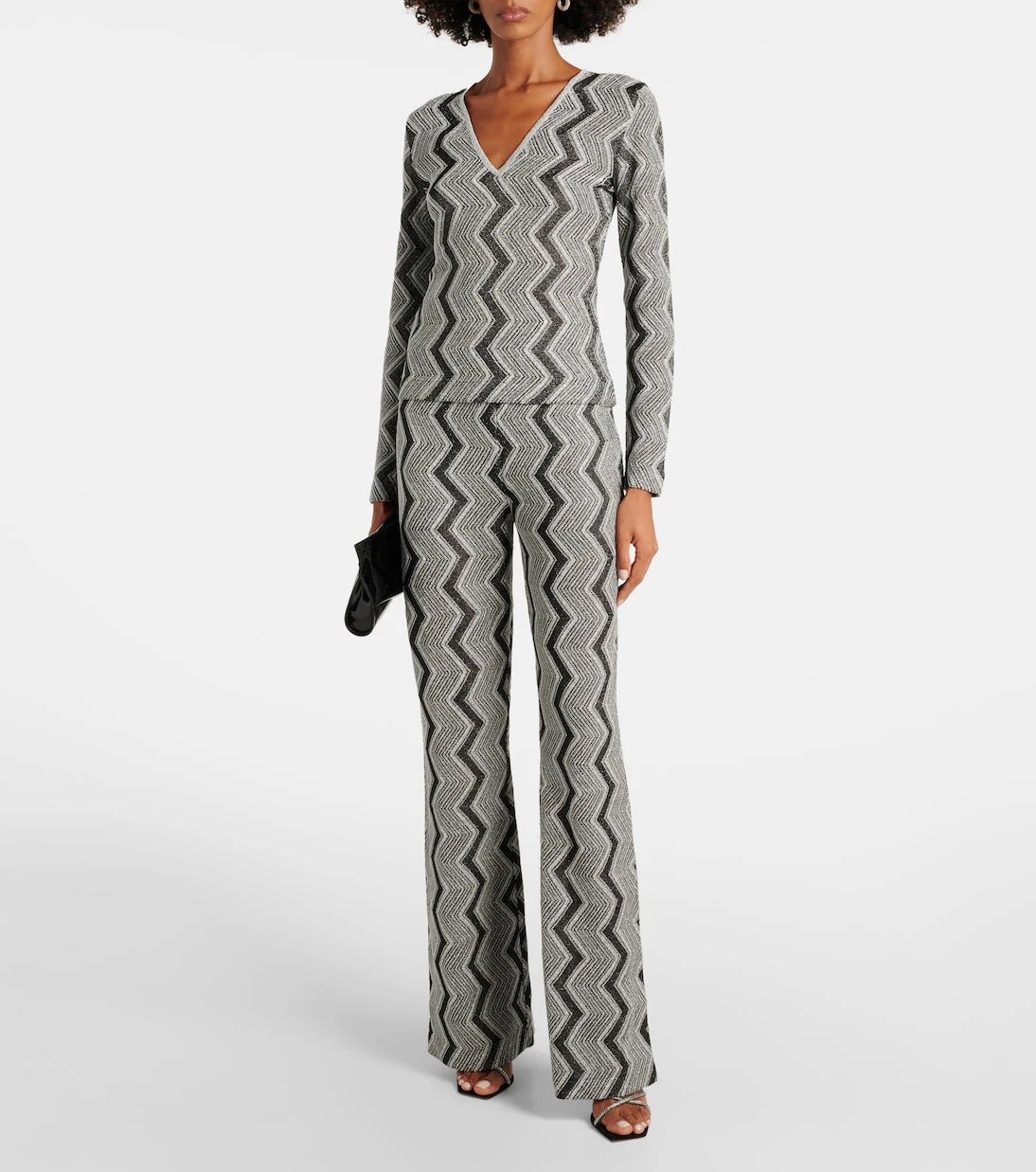 Missoni - بنطال بأرجل واسعة لاميه بنقشة الزجزاج