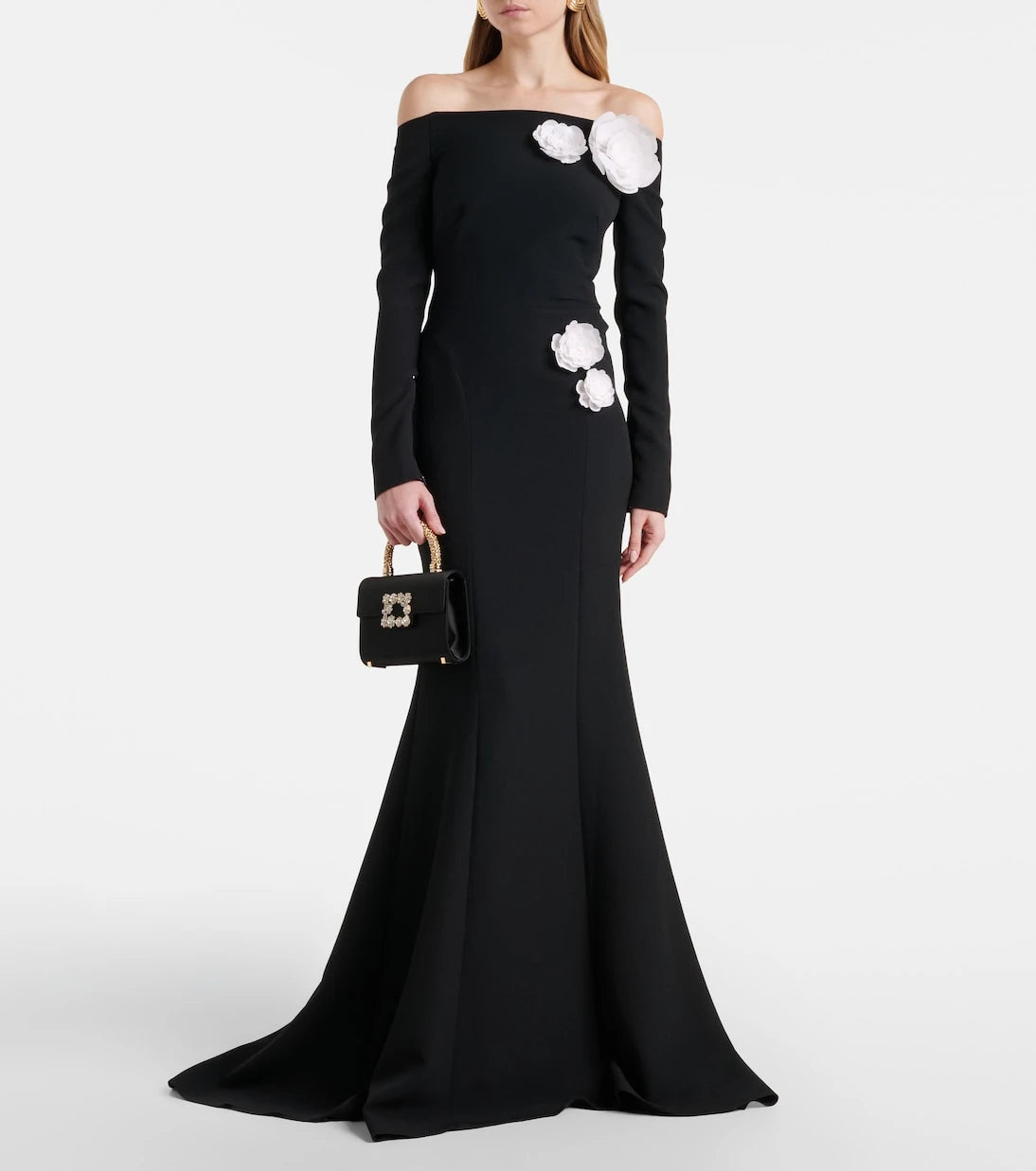 Safiyaa - Rory floral-appliqué crêpe gown