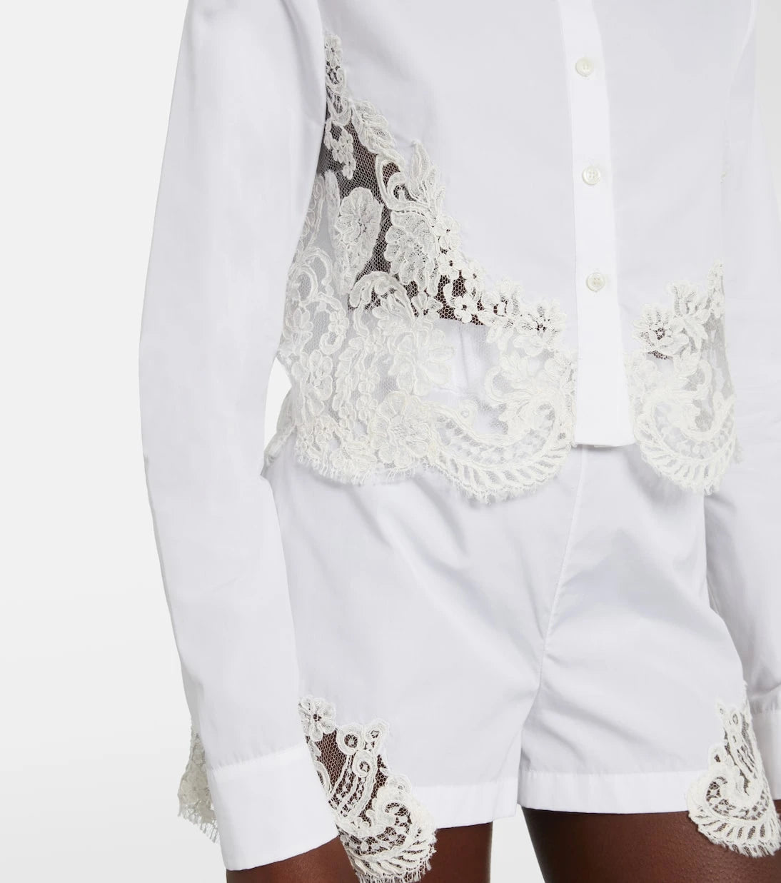 Versace - Lace-trimmed cotton poplin shirt