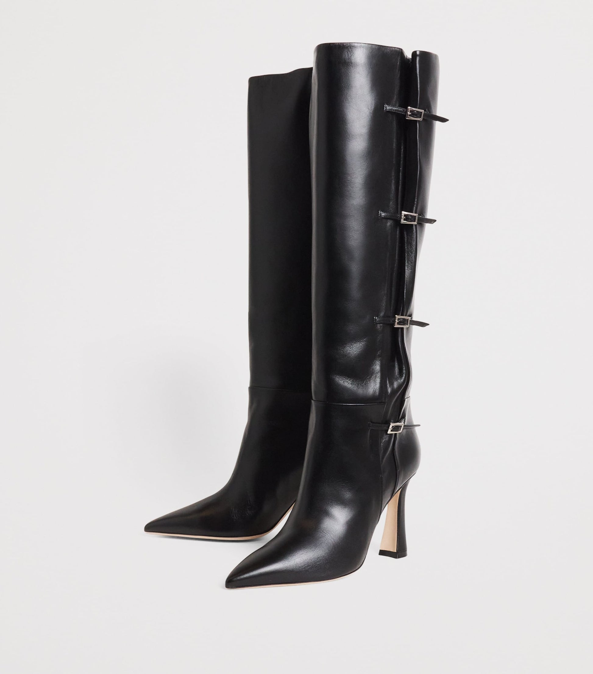 Black Leather Nolan Knee-High Boots 90