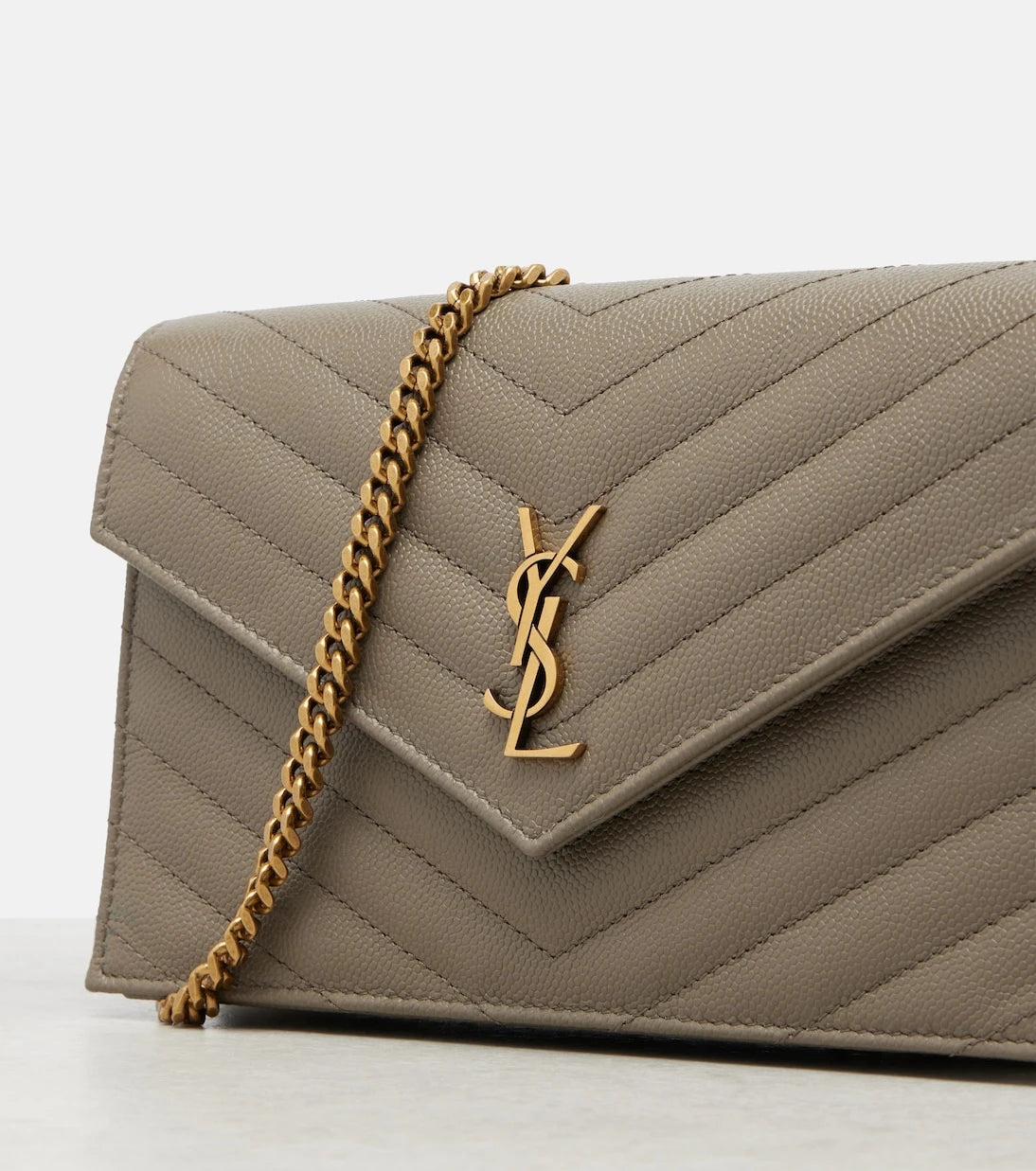 Saint Laurent - Cassandre matelassé leather wallet on chain