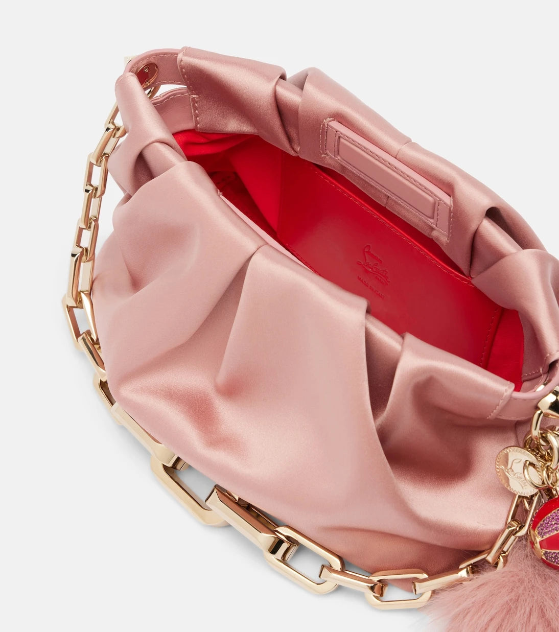 Christian Louboutin - حقيبة إيفا كلاتش صغيرة من الساتان الكريب