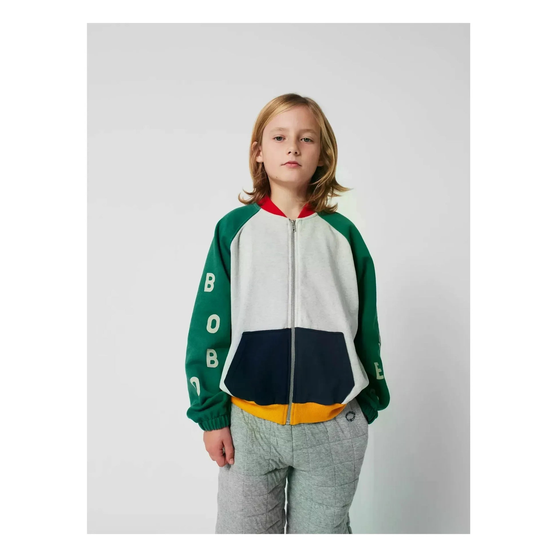 Bobo Choses - Colorblock organic cotton sweatshirt | Heather grey