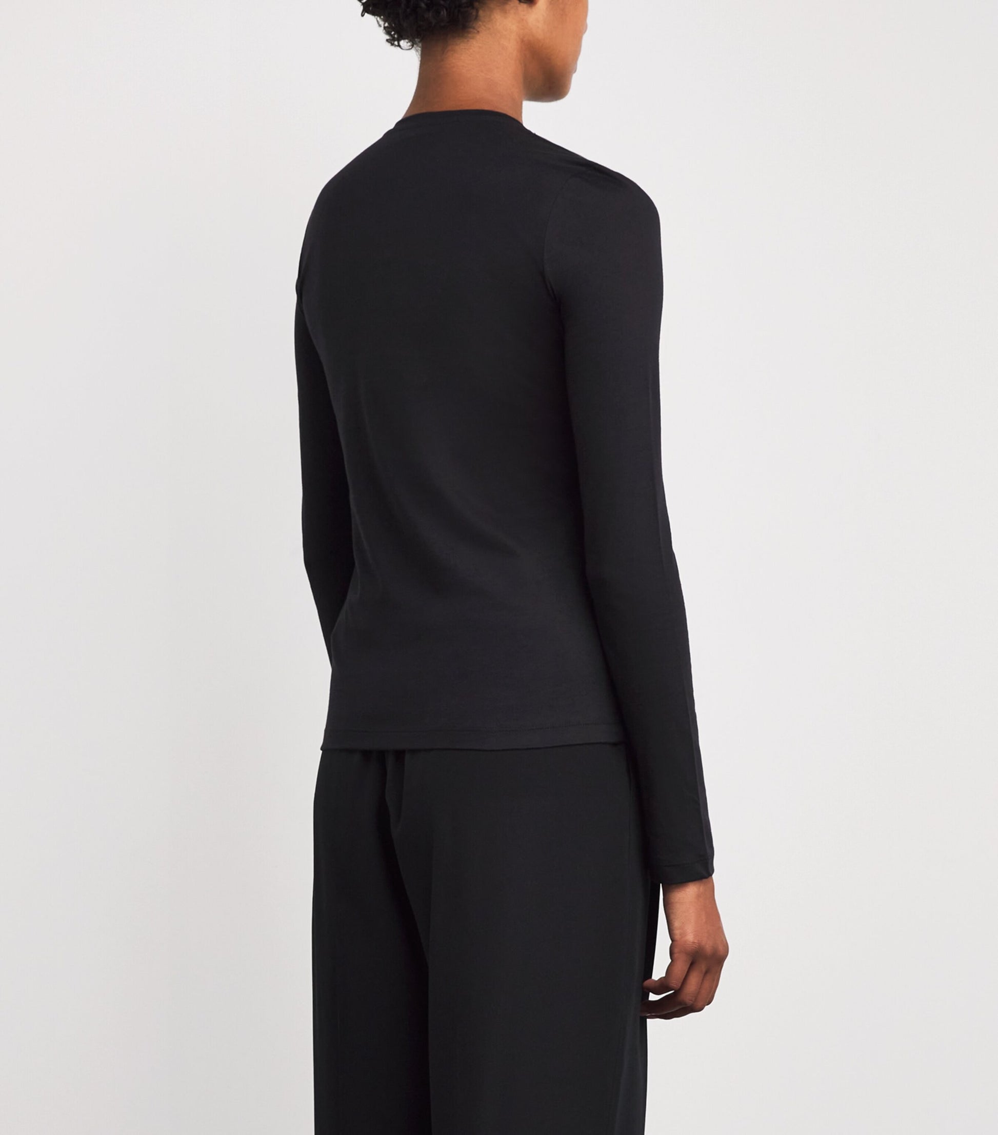 Joseph Black Cotton-Silk Long-Sleeve T-Shirt
