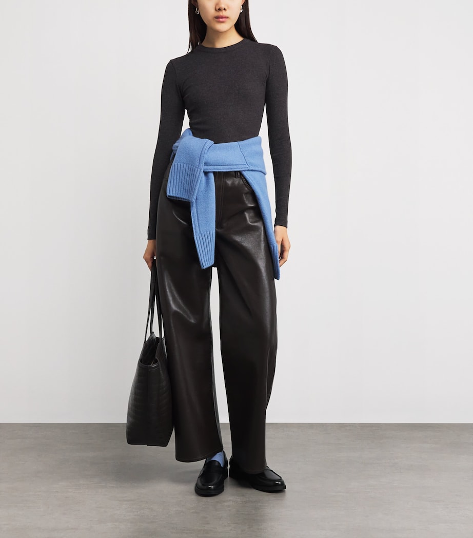 Citizens of Humanity Brown Ribbed Bina Crew-Neck Top