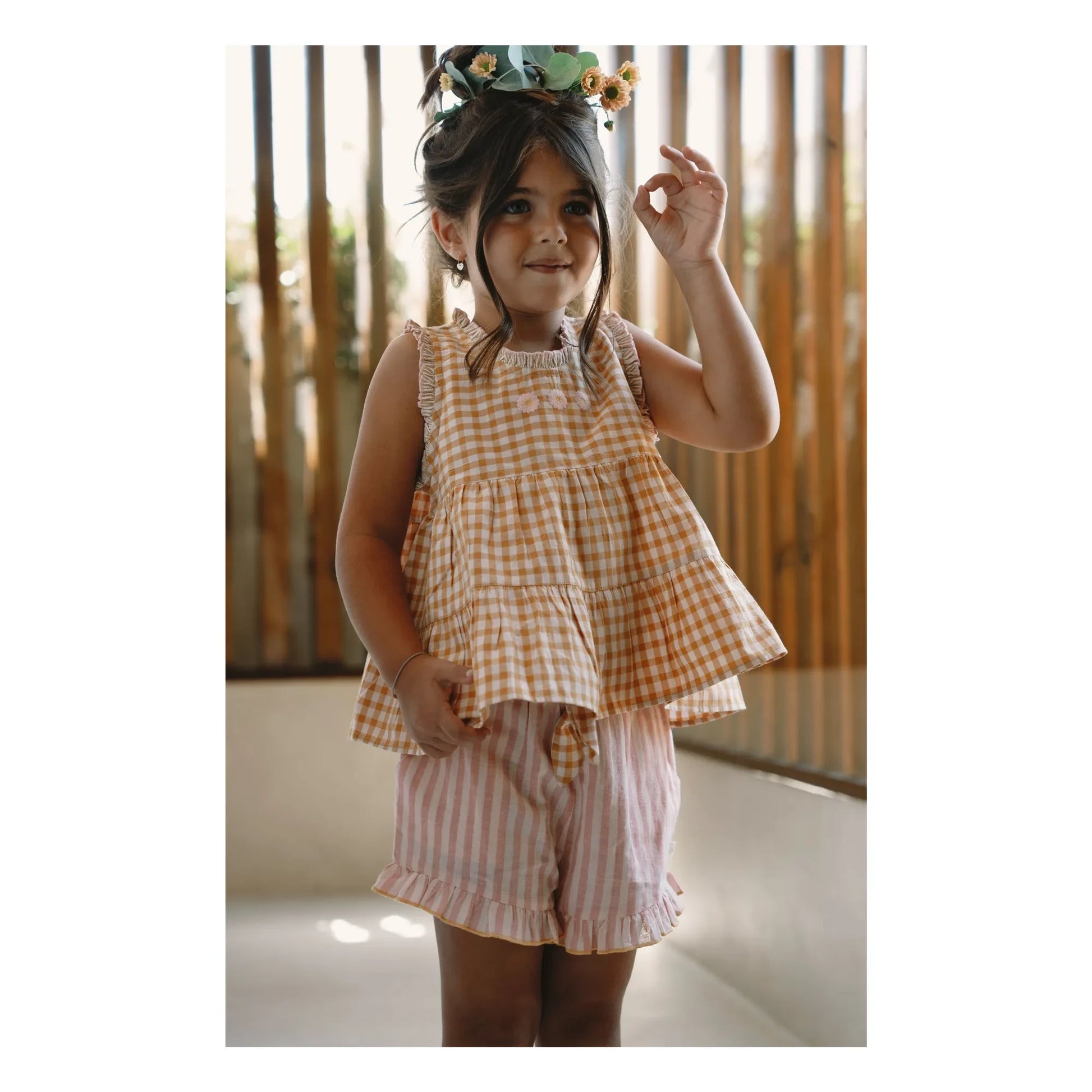 Lilinoa - Alban Striped Ruffle Shorts | Blush