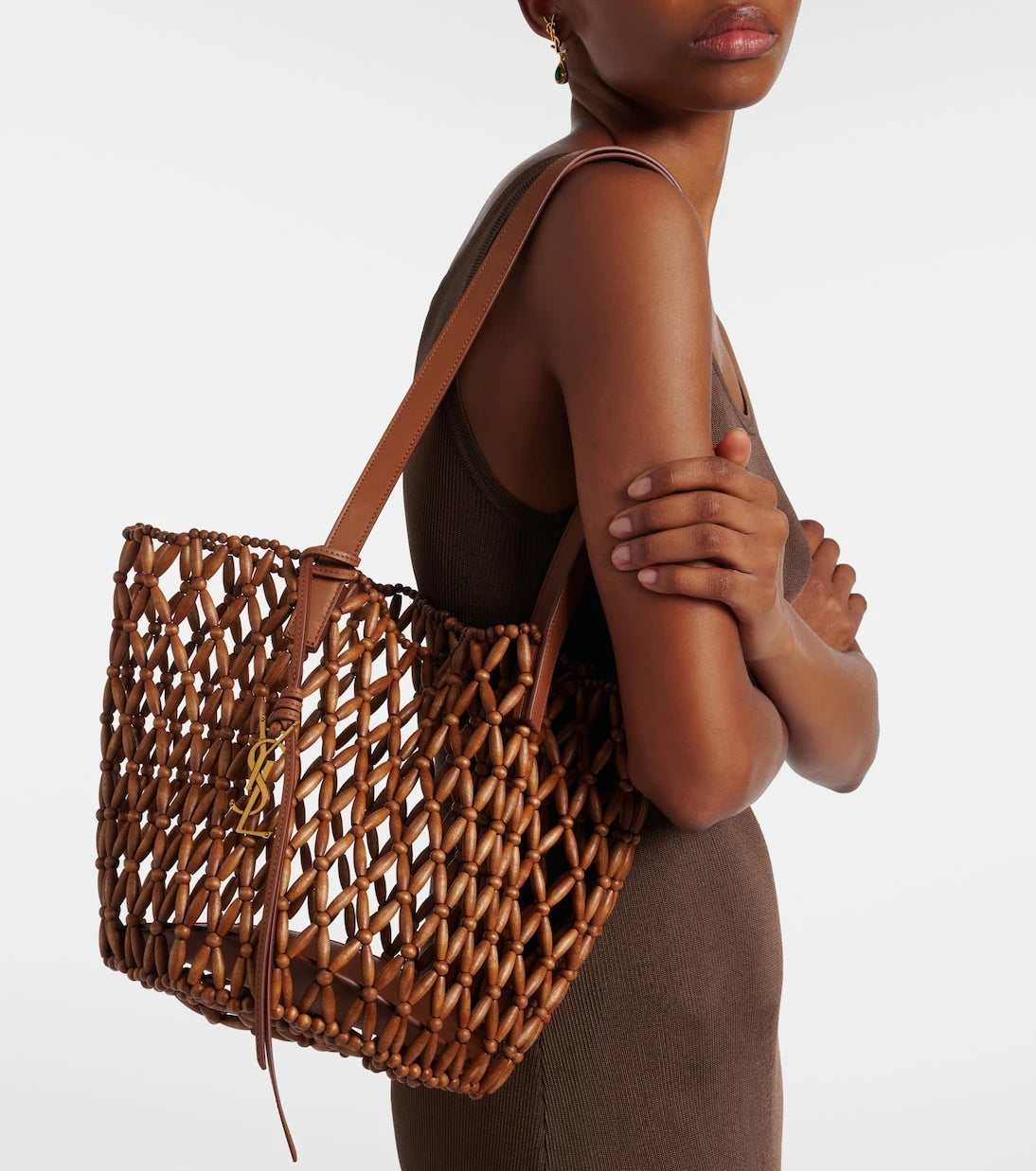 Saint Laurent - Panier Small wooden basket bag