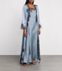 Silk Lace-Detail Long Robe BLEU GIVRE/EBEN