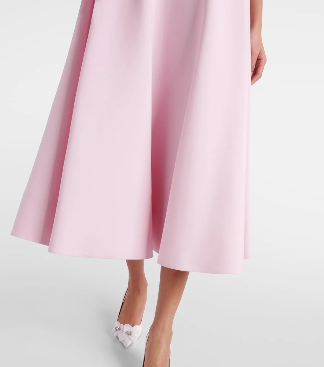 Valentino - Floral-appliqué wool and silk midi dress