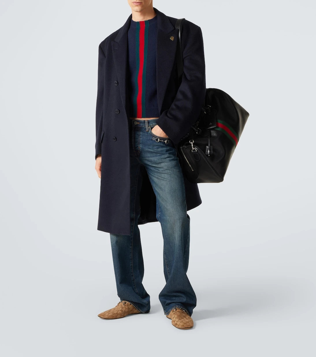 Gucci - Web Trademark Medium leather duffel bag