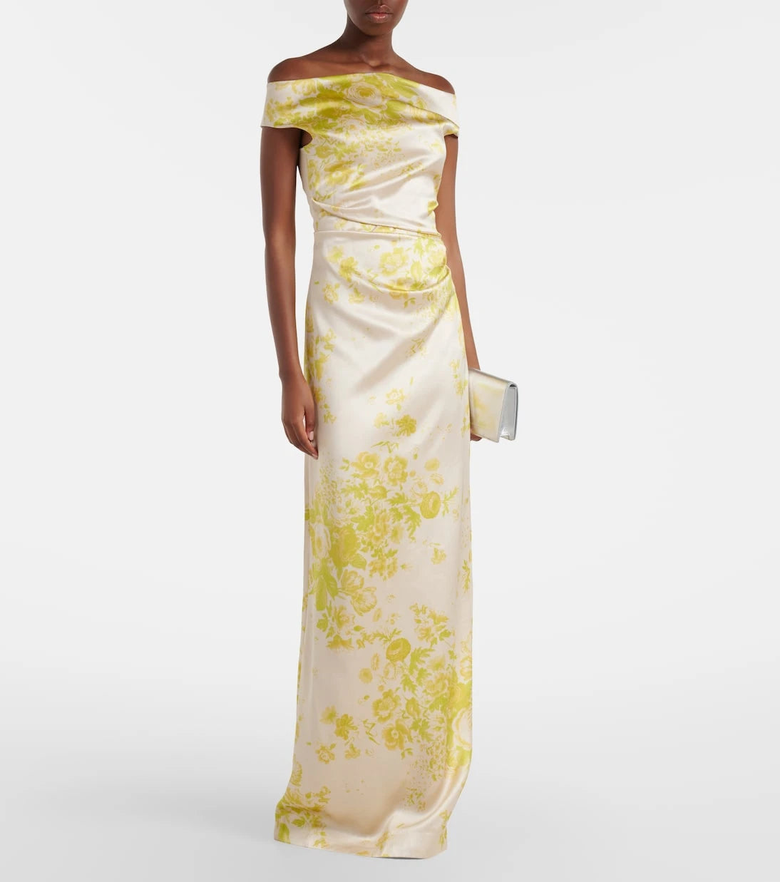 Erdem - Floral off-shoulder duchess satin gown