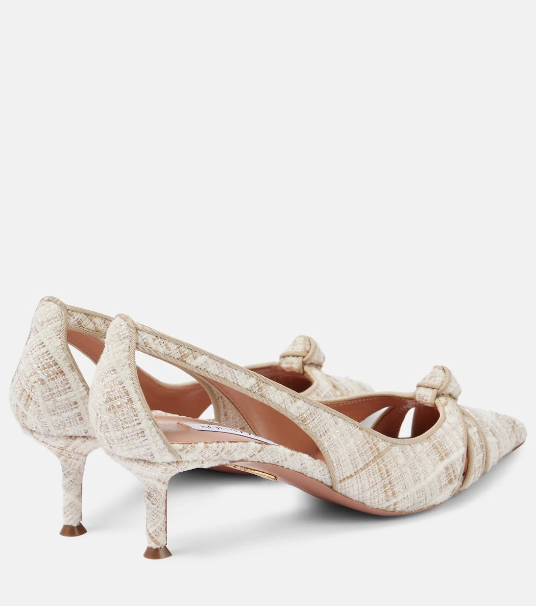 Aquazzura - حذاء "بريمير 50" من التويد بتصميم مقطع
