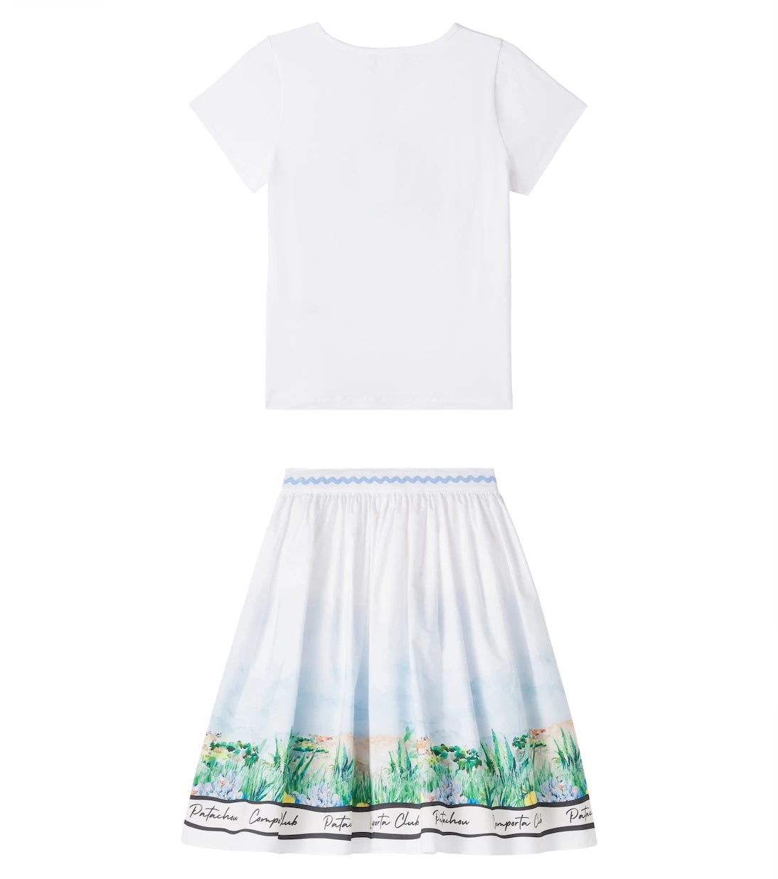 Patachou - Cotton-blend T-shirt and skirt set