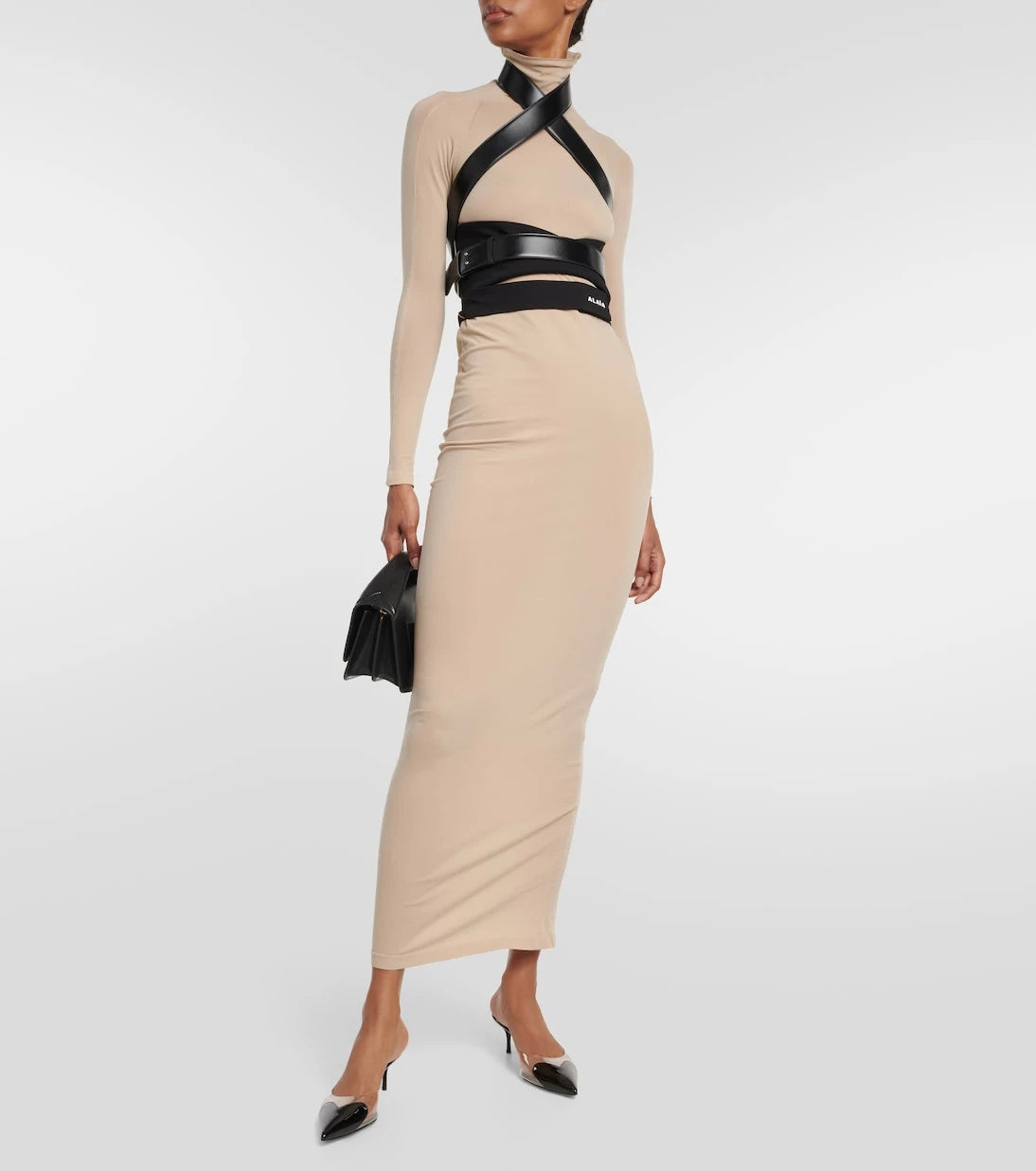 Alaïa - Turtleneck jersey maxi dress
