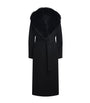 Yves Salomon Black Wool-Cashmere Fur-Trim Coat