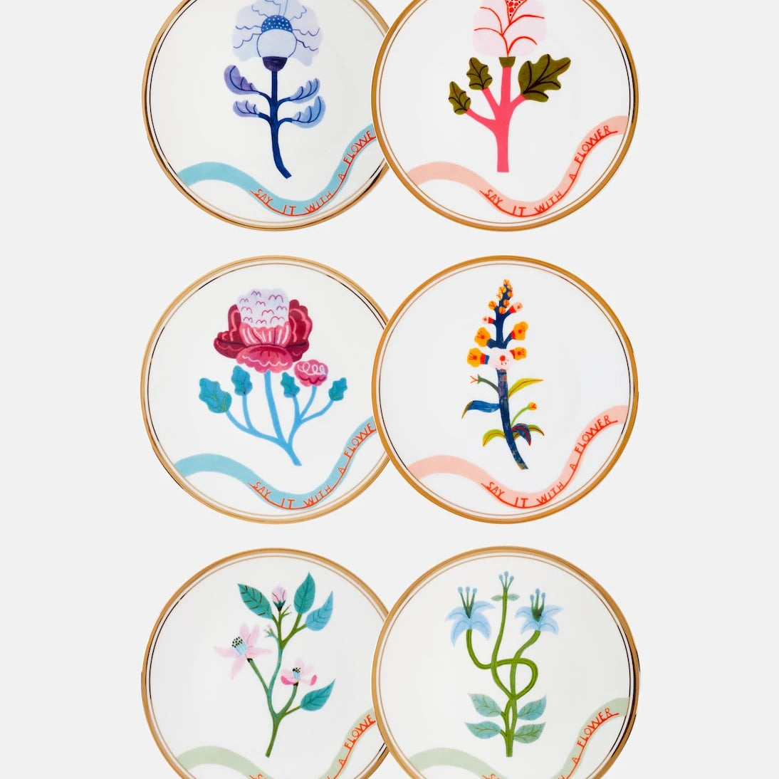 Bitossi - Flowers set of 6 dessert plates
