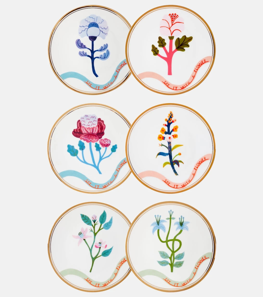 Bitossi - Flowers set of 6 dessert plates