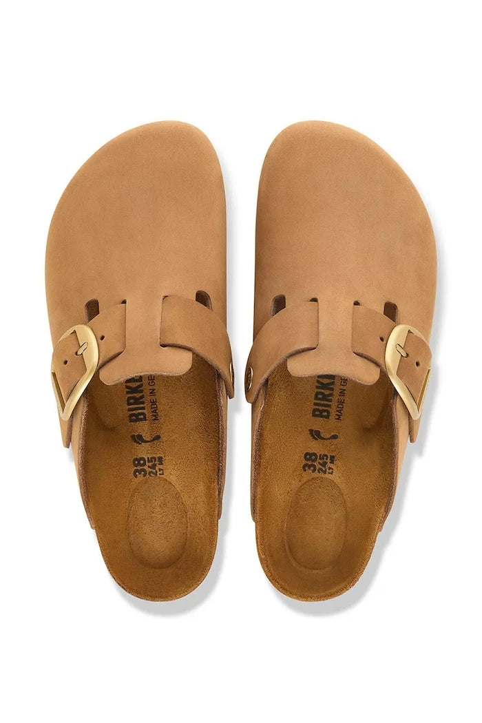Birkenstock Boston Big Buckle Nubuck Leather kadın nubuk sabot terlik