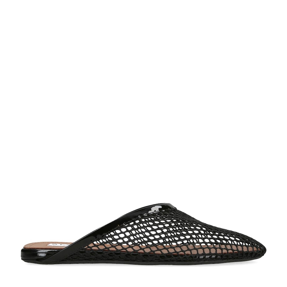 Black Fishnet Mules