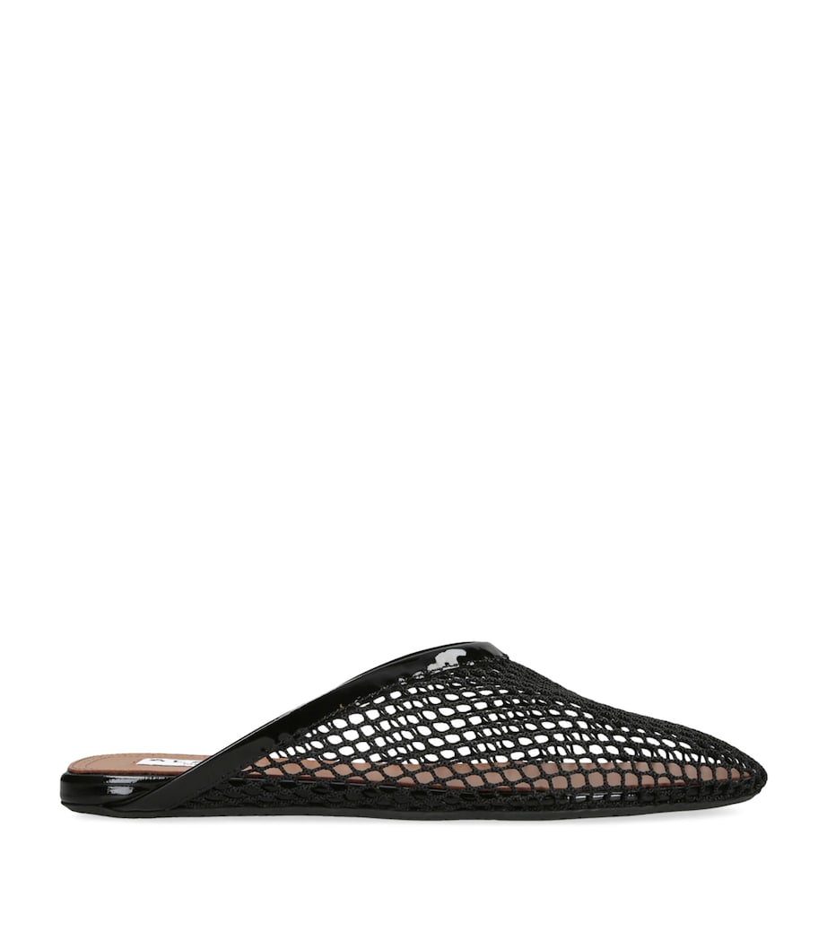 Black Fishnet Mules