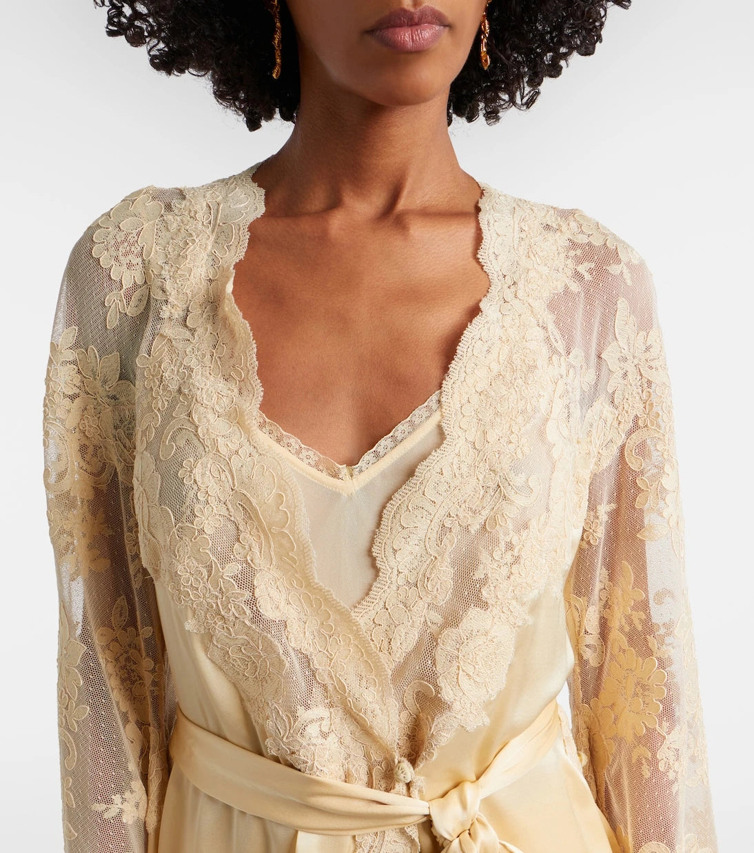 Zimmermann - Como lace-trimmed draped silk midi dress