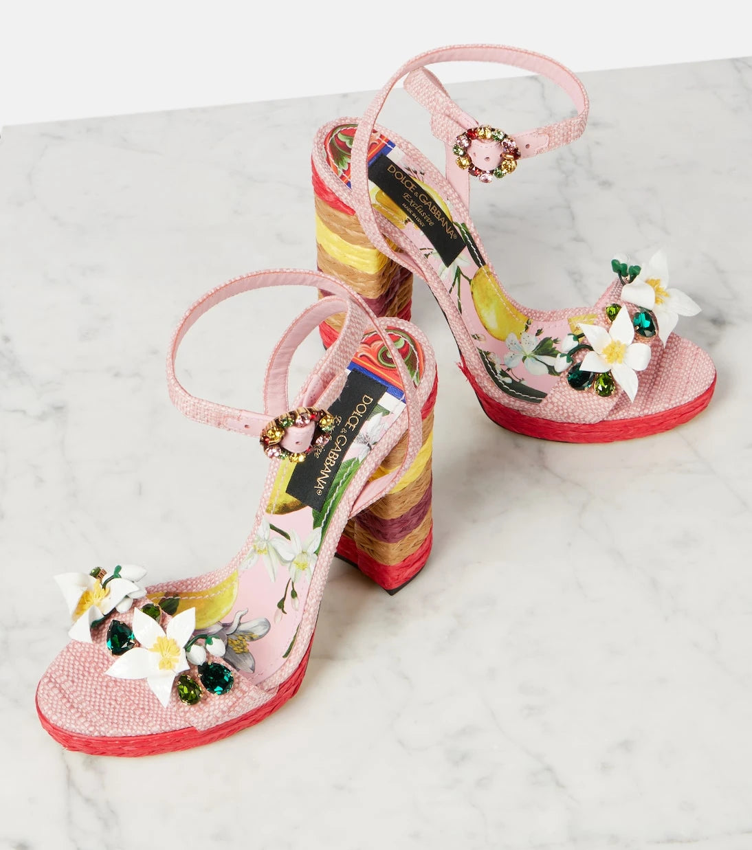 Dolce&Gabbana - Taormina 135 embellished raffia sandals