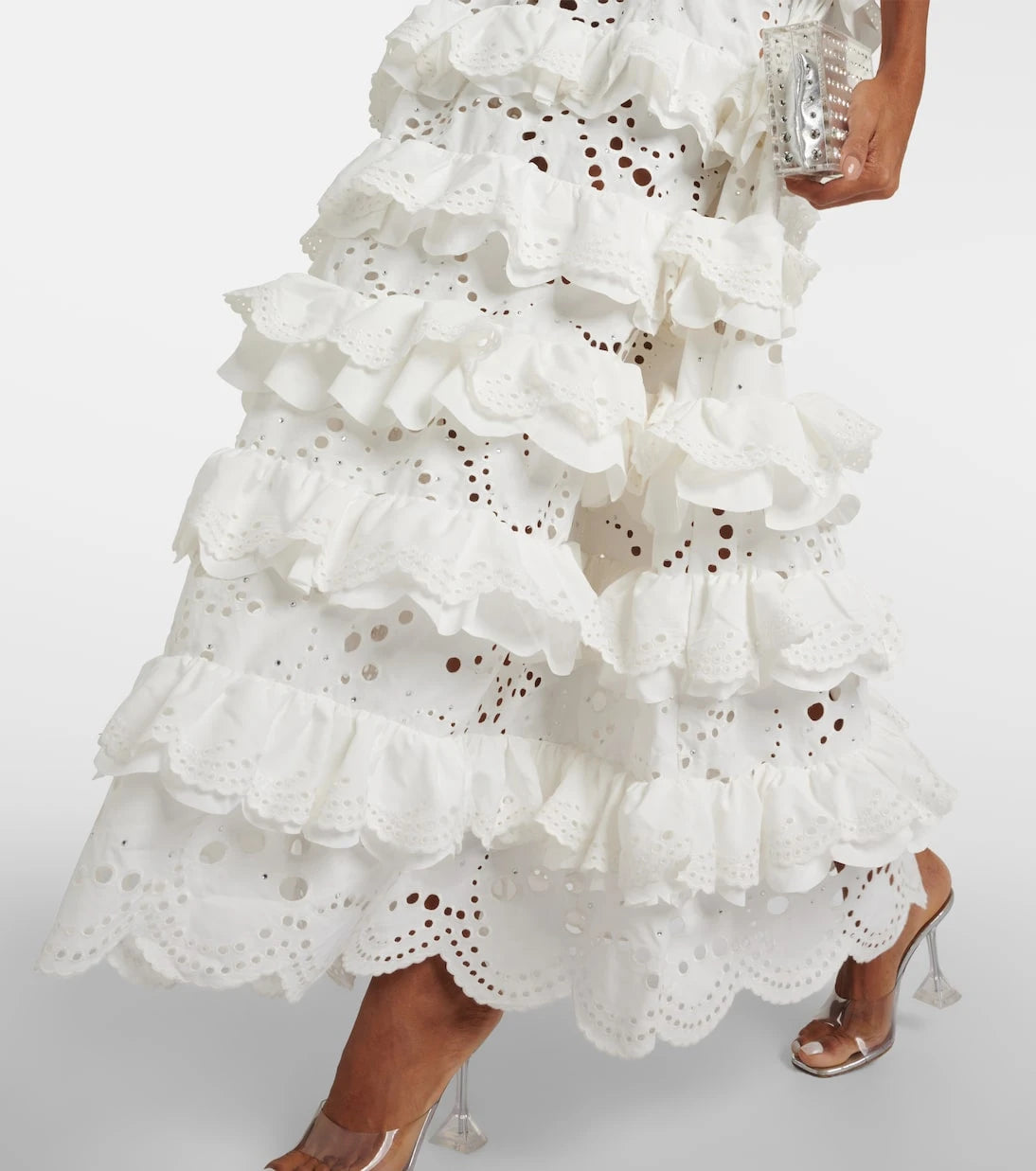 Susan Fang - Embroidered ruffled maxi dress