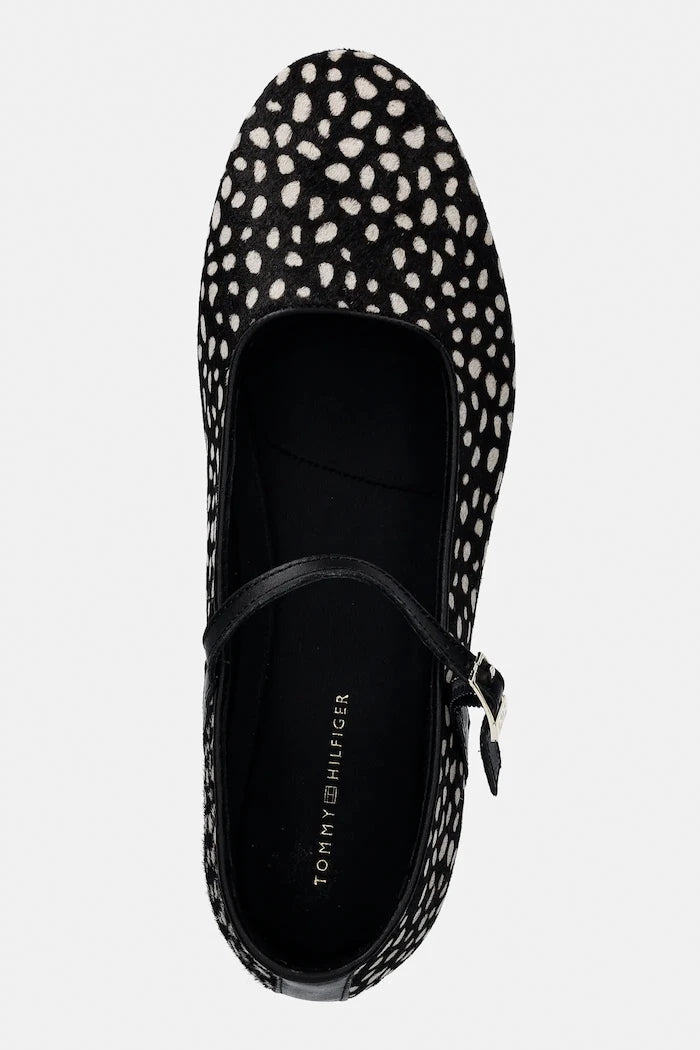 Tommy Hilfiger TH BUCKLE CALF HAIR BALLERINAS Deri Babetler