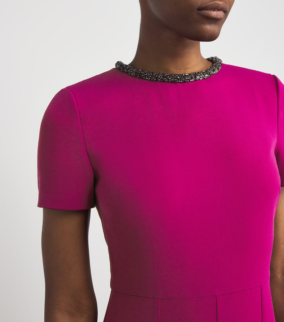 Burgundy Cady Crystal Midi Dress