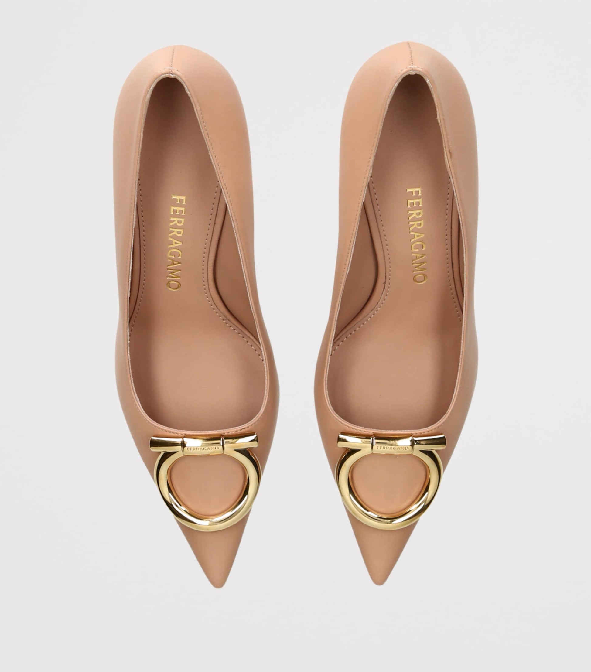 Salvatore Ferragamo Nude Leather Lara Pumps 70