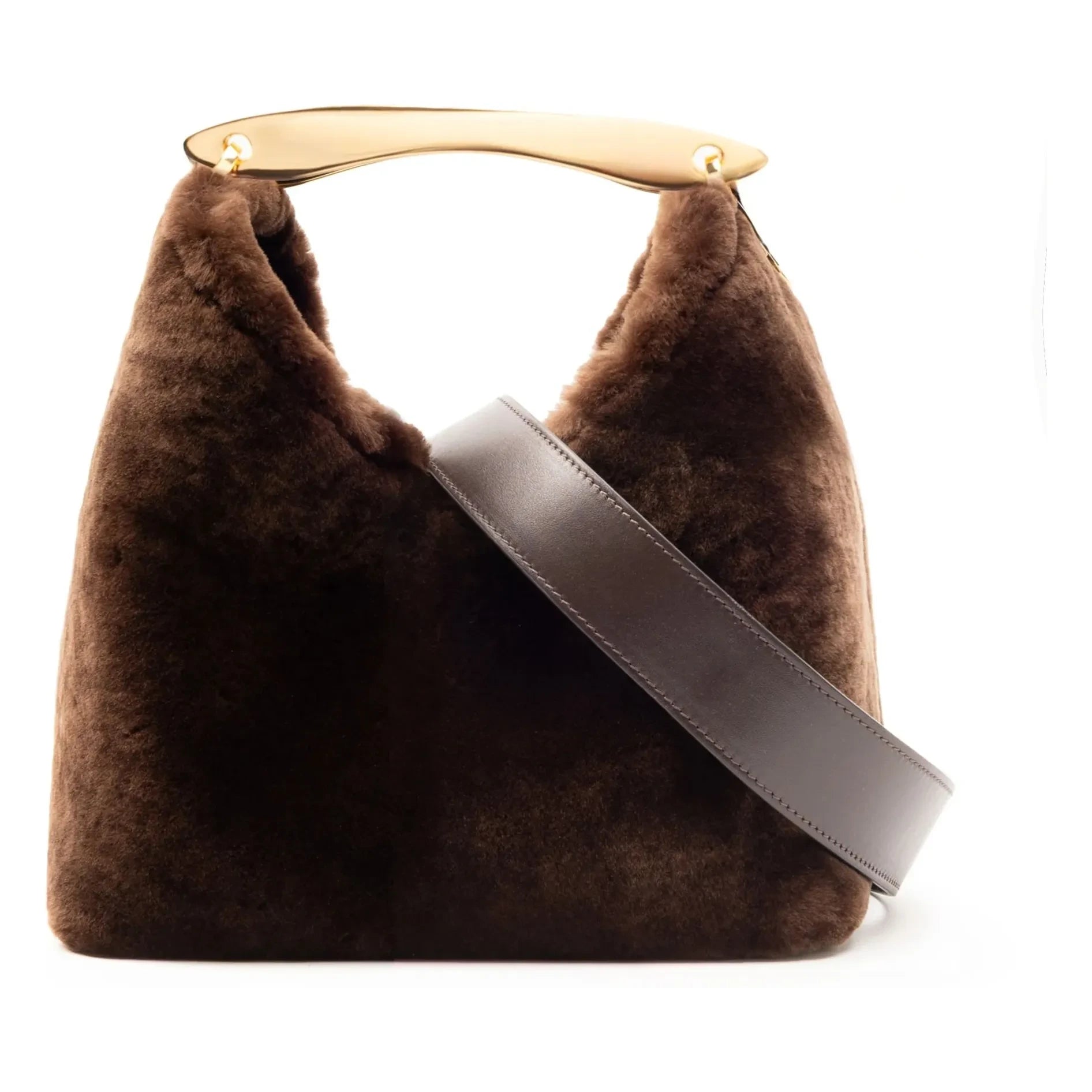 Elleme - Small Boomerang Shearling bag | Brown