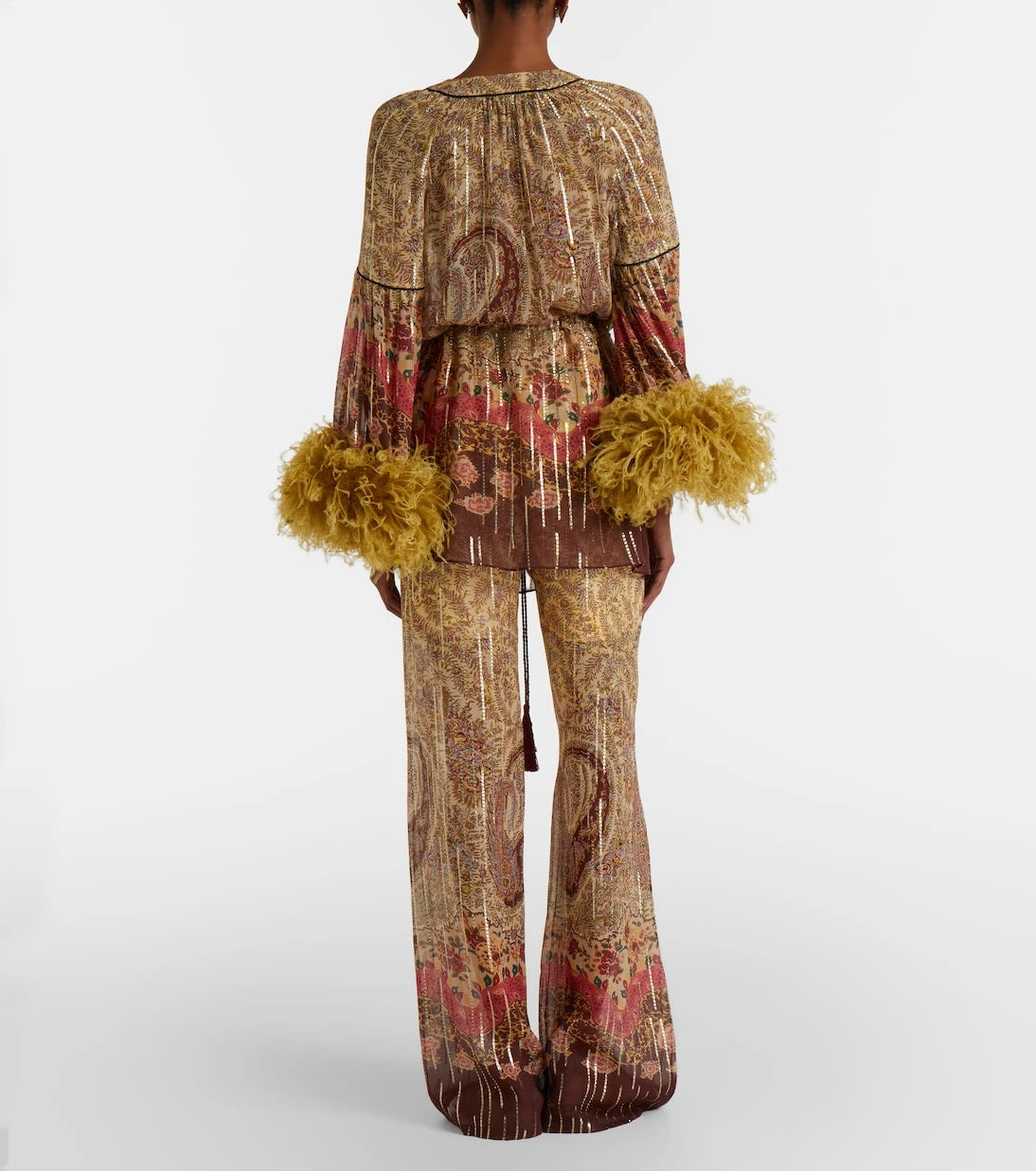 Valentino - Printed silk-blend wide-leg pants