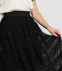Maje Black Semi-Sheer Midi Skirt