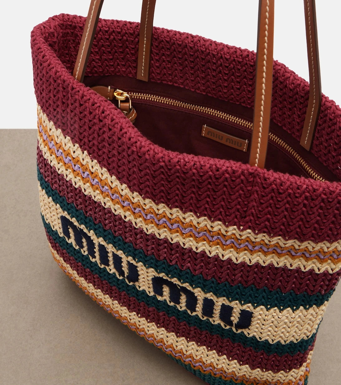 Miu Miu - Woven raffia-effect tote bag
