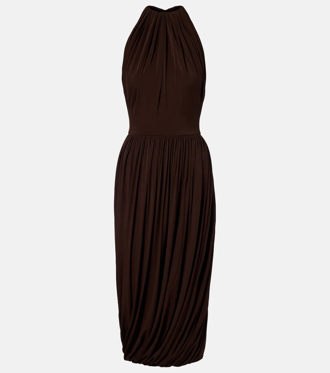 Alaïa - Gathered pleated halterneck midi dress